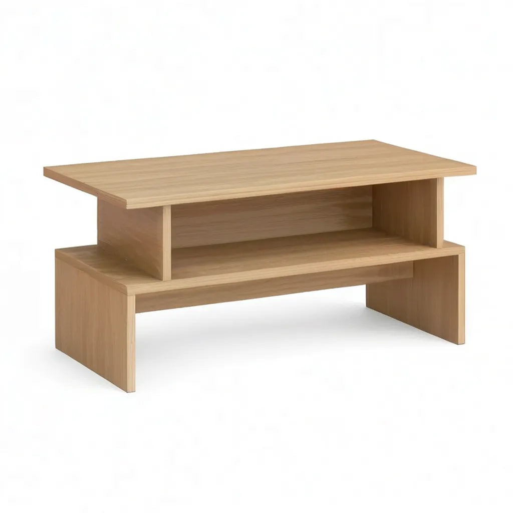 Stolik kawowy, prostokątny stół kawowy z melaminą MDF z naturalnym efektem dębu 100 x 50 x 45 cm