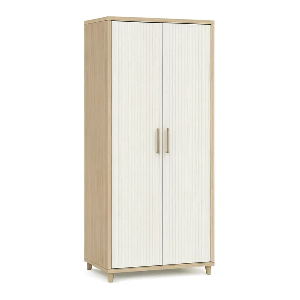 Szafa z 2 drzwiami uchylnymi 80 x 50 x 180 cm z płyty wiórowej i Dębu prostokątnego MDF jasnobiałego