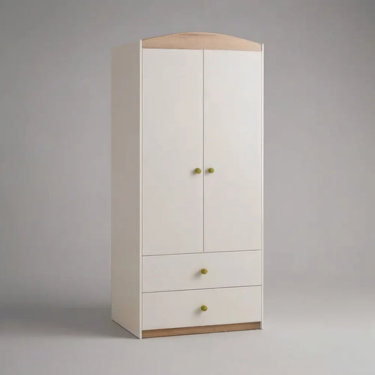 Szafa 100 x 55 x 190 cm Biała i klarowny Dąb z 2 drzwiami i 2 szufladami