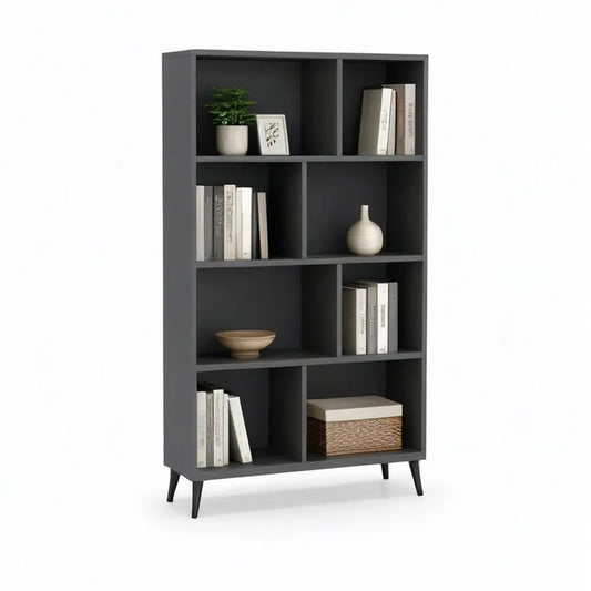 Regał, Zakładka MDF Antracyt 180 x 80 x 30 cm z 8 przegródkami
