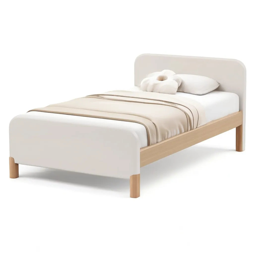 Łóżko dziecięce z ramą 90 x 190 cm w kolorze litym i MDF naturalnym białym