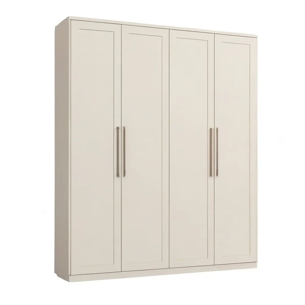 Szafa z 4 drzwiami od MDF w kremowej bieli 200 x 200 x 58 cm