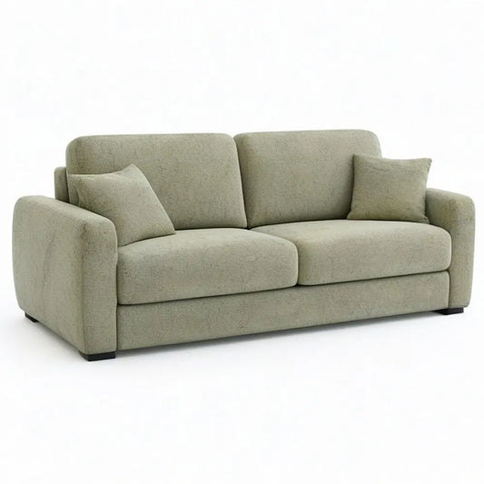 Sofa 220 x 90 x 85 cm Trzy fotele z tapicerką poliestrową tkaniny w kolorze zielonym i 2 poduszki
