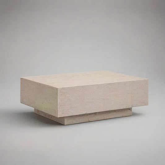 Stolik kawowy, prostokątny stolik do kawy 120 x 70 x 35 cm efekt beżowy trawertynowy MDF