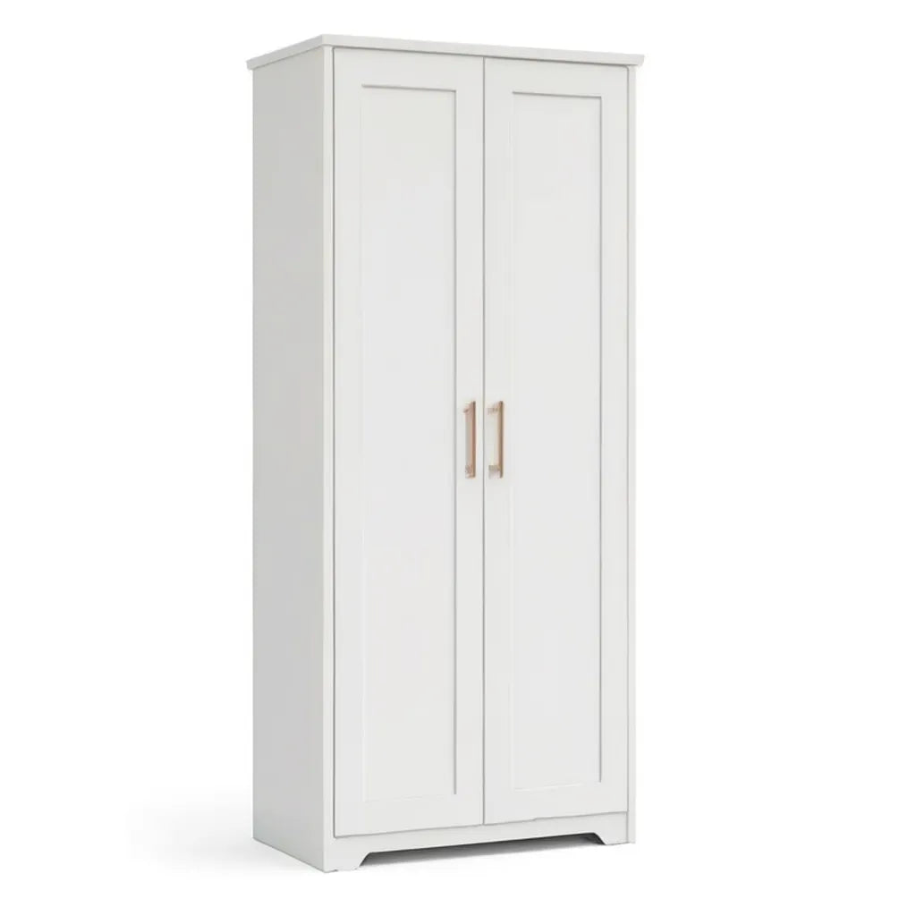 Szafa na garderoby 2 drzwi w kolorze białym MDF 80 x 52 x 190 cm ze złotymi uchwytami