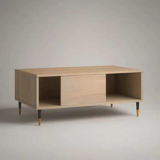 Stolik kawowy, Prostokątny stolik do kawy 120 x 60 x 45 cm w MDF z otwartą komorą i szufladą