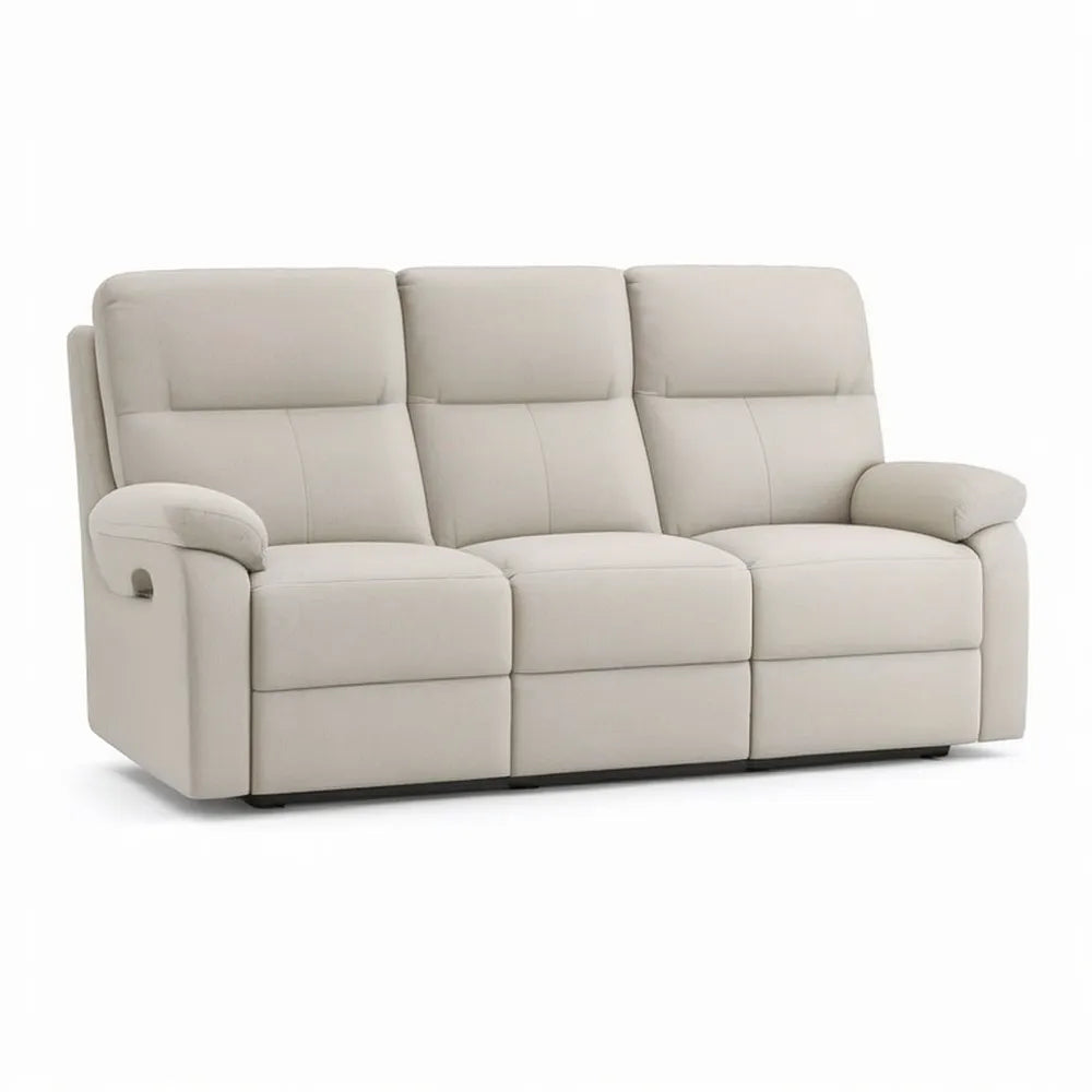 Sofa relaksacyjna 220 x 90 x 100 cm 3 fotele z funkcją rozkładania i tapicerką poliestrową w beżu