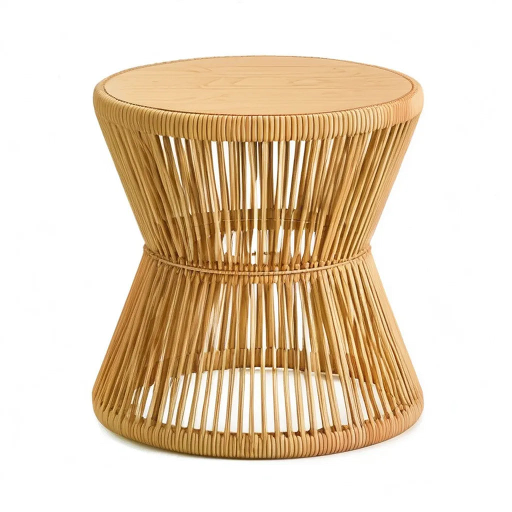 Stolik kawowy, Naturalny rattan okrągłe stolik kawy i bambusa Ø 50 x 50 cm kolor naturalny