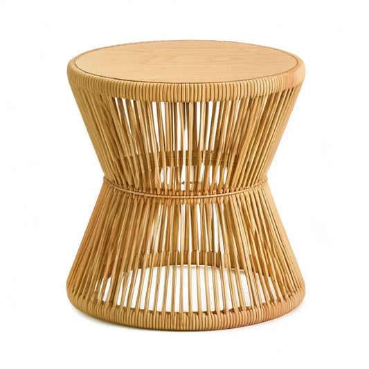 Stolik kawowy, Naturalny rattan okrągłe stolik kawy i bambusa Ø 50 x 50 cm kolor naturalny