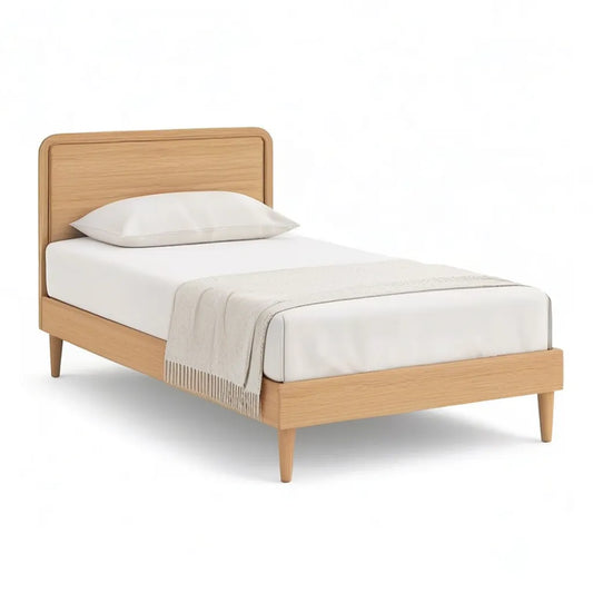 Łóżko pojedyncze ramka 90 x 200 cm od MDF z dębowym fornirem naturalna