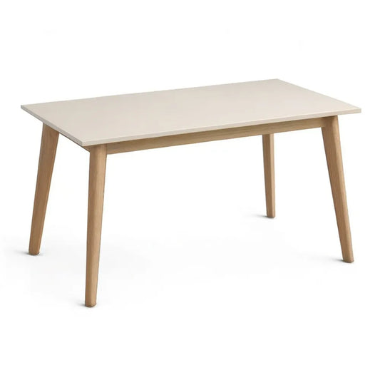 Stół do jadalni, Prostokątny stół do jadalni 180x90x75 cm biały z lekkimi nóżkami dębu