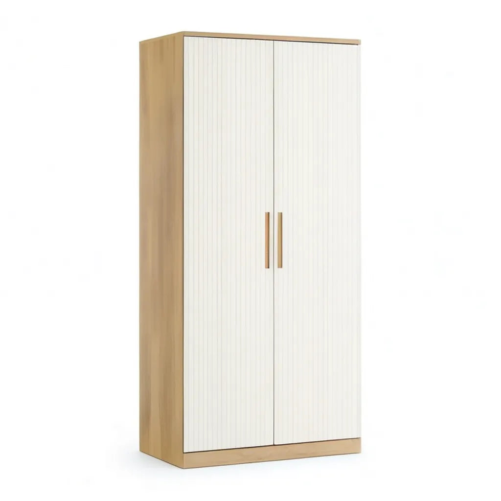 Szafa 2-drzwiowa 80 x 52 x 180 cm wiórowa ściana z przodu Dąb biały
